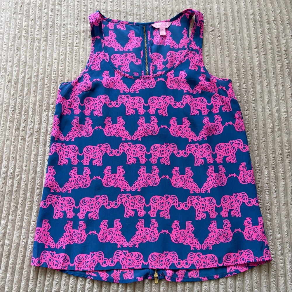 Lilly Pulitzer Aerial 100% Silk Top Pack Your Trunk Small